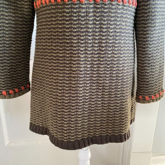 Cabi Wool Blend Long Cottagecore Embroidered Floral Hooded Zip Knit Sweater Sz S - Picture 8 of 14